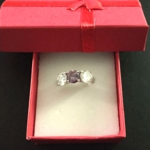 3 Stone Sterling Silver Ring Size 7.75